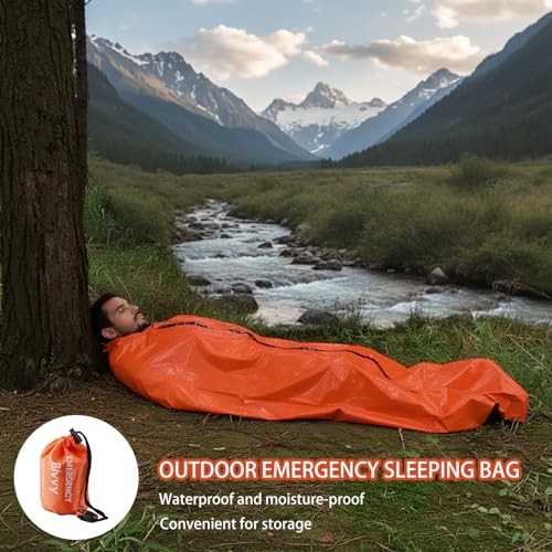 Tabanzhe Emergency Survival Sleeping Bag with Whistle, Orange-3