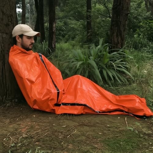 Tabanzhe Emergency Survival Sleeping Bag with Whistle, Orange-4