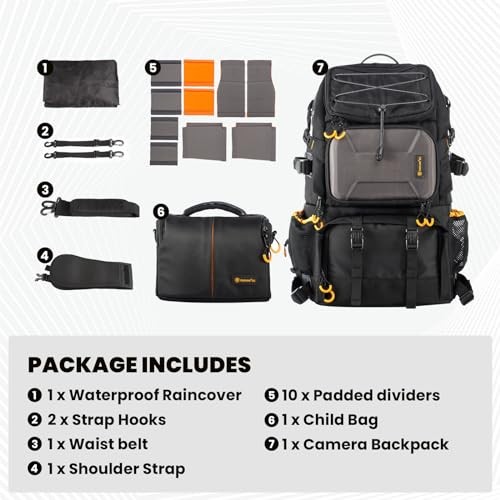 TARION PB01 27L Camera Backpack with 15.6-inch Laptop Compartment and Rain Cover-8