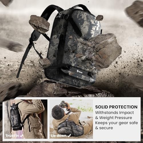 TARION Camo Camera Backpack with 3-side Hardshell, Rain Cover, Laptop and Tripod Compartment-2