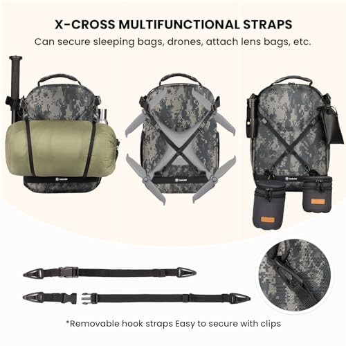 TARION Camo Camera Backpack with 3-side Hardshell, Rain Cover, Laptop and Tripod Compartment-4