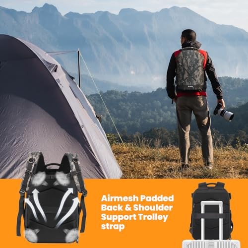 TARION Camo Camera Backpack with 3-side Hardshell, Rain Cover, Laptop and Tripod Compartment-5