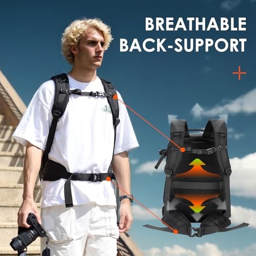 TARION TR-XL Camera Backpack, Black, 15.6in Laptop Sleeve-1