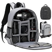 TARION TB-M Camera Backpack for DSLR, Grey, with 14-inch Laptop Compartment and Rain Cover