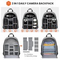 TARION TB-M Camera Backpack for DSLR, Grey, with 14-inch Laptop Compartment and Rain Cover