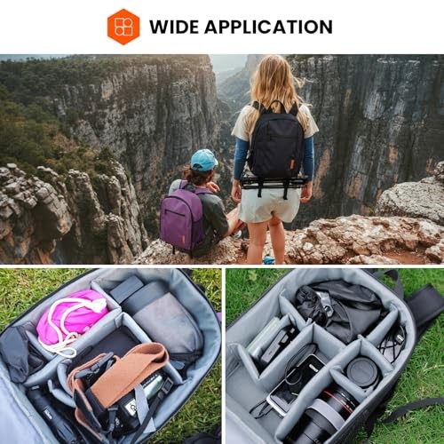 TARION Small Camera Backpack Bag, Black, S, with Waterproof Rain Cover and Laptop Compartment-8