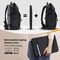 TARION SP-01 Black Camera Backpack with Roll Top, Removable Laptop Sleeve and Rain Cover