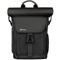 TARION SP-01 Black Camera Backpack with Roll Top, Removable Laptop Sleeve and Rain Cover