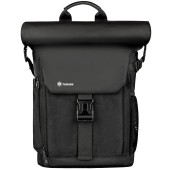 TARION SP-01 Black Camera Backpack with Roll Top, Removable Laptop Sleeve and Rain Cover