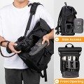 TARION SP-01 Black Camera Backpack with Roll Top, Removable Laptop Sleeve and Rain Cover