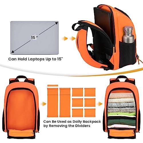TARION Camera Backpack SLR Photo Backpack with 15 Inch Laptop Compartment and Rain Cover, Orange-3