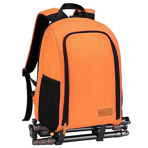 TARION Camera Backpack SLR Photo Backpack with 15 Inch Laptop Compartment and Rain Cover, Orange