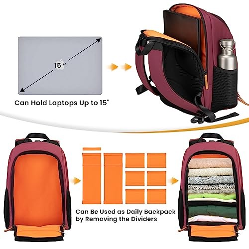 TARION Camera Backpack, SLR Photo Backpack, Red, with 15 Inch Laptop Compartment and Rain Cover-3