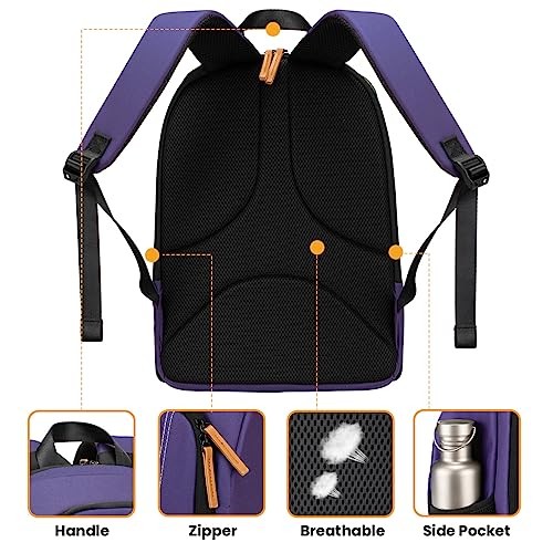 TARION Purple Camera Backpack with 15 Inch Laptop Compartment and Rain Cover-4