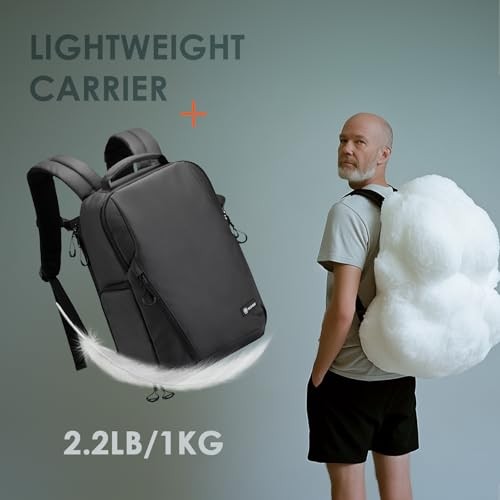 TARION TR-L Black Waterproof Camera Backpack with 14-inch Laptop Compartment and Rain Cover-5