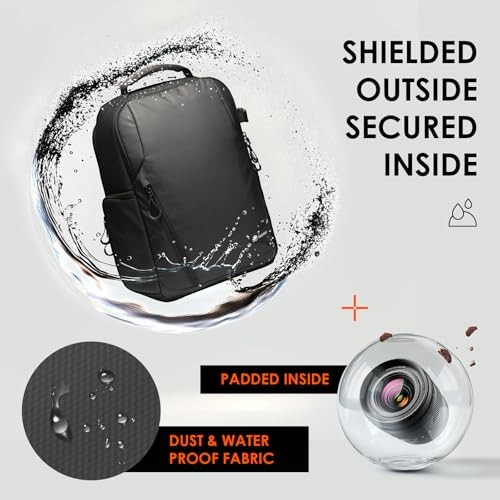 TARION TR-L Black Waterproof Camera Backpack with 14-inch Laptop Compartment and Rain Cover-6