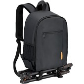 TARION Medium Camera Backpack, Black, with 14-inch Laptop Compartment, Tripod Straps and Rain Cover