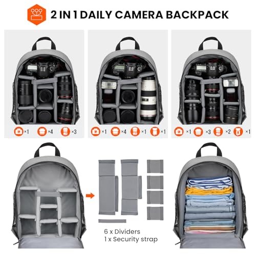 TARION Grey S Camera Backpack with Laptop Compartment and Rain Cover-2