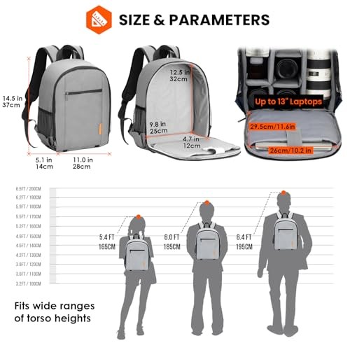 TARION Grey S Camera Backpack with Laptop Compartment and Rain Cover-7