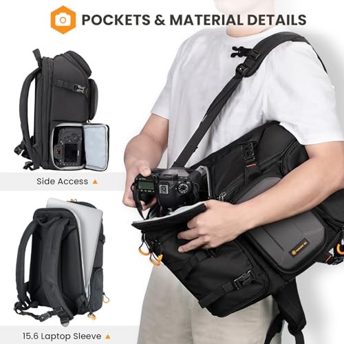 TARION PBL 15L waterproof camera backpack with 15.6-inch laptop compartment, tripod holder and rain cover-2