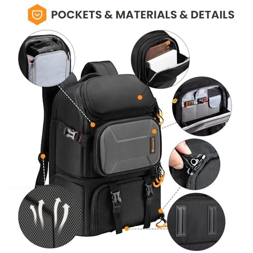 TARION PBL 15L waterproof camera backpack with 15.6-inch laptop compartment, tripod holder and rain cover-5