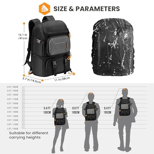 TARION PBL 15L waterproof camera backpack with 15.6-inch laptop compartment, tripod holder and rain cover-7