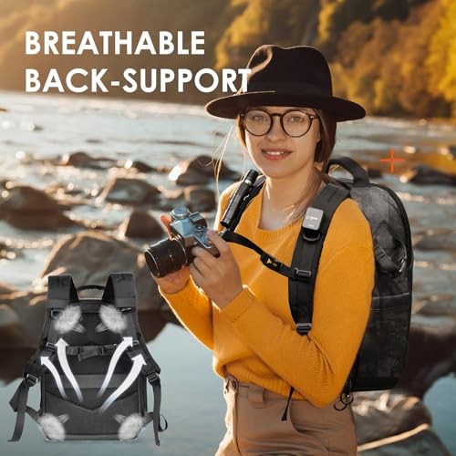 TARION TR-L Camera Rucksack Backpack, Grey and Black, 14-inch Laptop Sleeve with Rain Cover-7