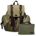 TARION Michael Small Canvas Camera Backpack, Green, with Detachable Camera Insert