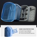 TARION Hard Case Camera Backpack, Blue, with Rain Cover, Laptop and Tripod Compartment