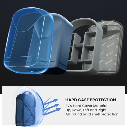 TARION Hard Case Camera Backpack, Blue, with Rain Cover, Laptop and Tripod Compartment-1