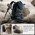 TARION Hard Case Camera Backpack, Blue, with Rain Cover, Laptop and Tripod Compartment