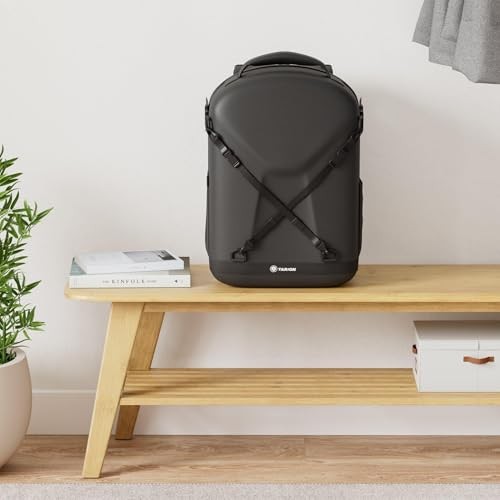 TARION Hardshell Camera Backpack, 3-Side Hard Case Rucksack with Waterproof Rain Cover, 14.5-inch Laptop Compartment, Black-1