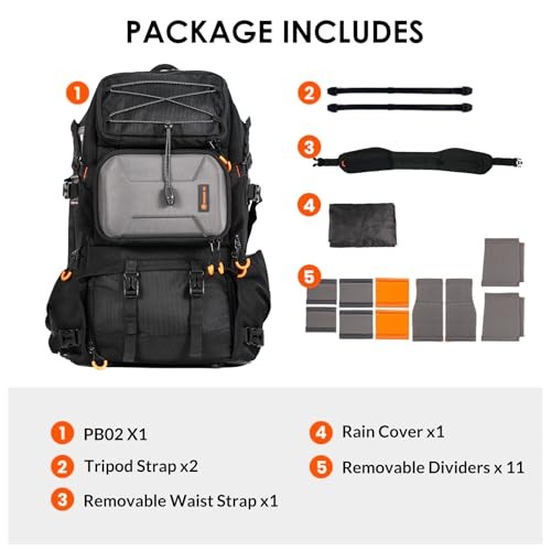 TARION PB02 Large Camera Backpack 30L with 17.3-inch Laptop Compartment, Side Access, Tripod Holder and Waterproof Rain Cover-7