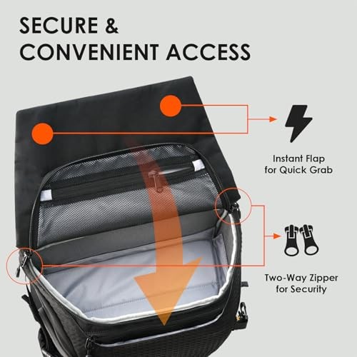 TARION Large Camera Backpack for Photography with 16 inch Laptop Sleeve, Quick Access Side and Back Opening, Waterproof Rain Cover, Removable Waist Belt-1