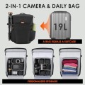 TARION Large Camera Backpack for Photography with 16 inch Laptop Sleeve, Quick Access Side and Back Opening, Waterproof Rain Cover, Removable Waist Belt