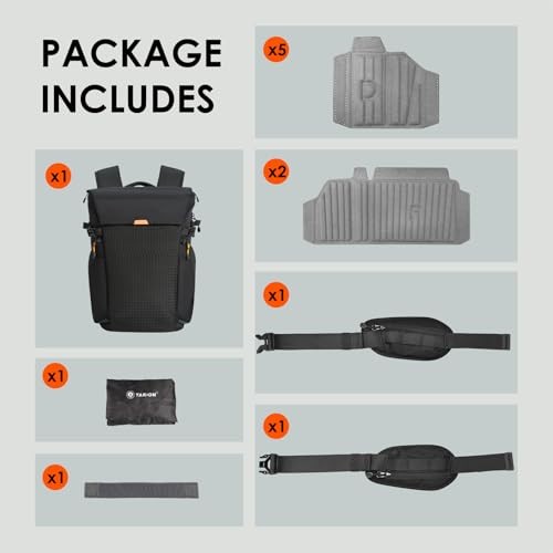 TARION Large Camera Backpack for Photography with 16 inch Laptop Sleeve, Quick Access Side and Back Opening, Waterproof Rain Cover, Removable Waist Belt-8