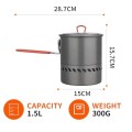 Tentock Portable Camping Pot 1.5L with Foldable Silicone Handle and Lid