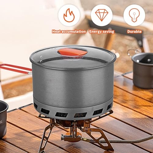 Tentock Portable Camping Pot with Foldable Silicone Handle and Lid, 2.4L-1
