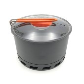 Tentock Portable Camping Pot with Foldable Silicone Handle and Lid, 2.4L