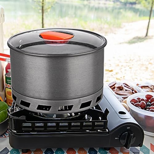 Tentock Portable Camping Pot with Foldable Silicone Handle and Lid, 2.4L-4
