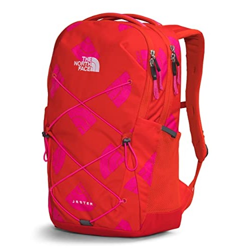 The North Face Jester Everyday Laptop Backpack, PFAS Free, Fiery Red Next Gen Logo Print/Mr. Pink, One Size, Classic-1