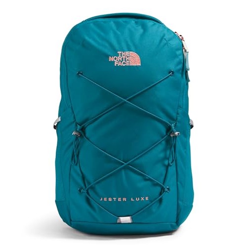 The North Face Women’s Jester Luxe Laptop Backpack, Blue Moss/Burnt Coral Metallic, One Size