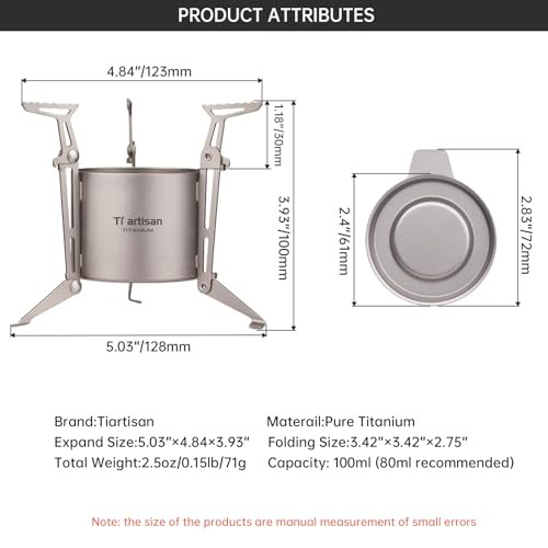 Ti artisan Titanium Alcohol Stove with Foldable Stand, Cover and Storage Bag-1