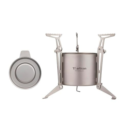 Ti artisan Titanium Alcohol Stove with Foldable Stand, Cover and Storage Bag