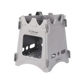 Ti artisan Titanium Wood Burning Camping Stove, Foldable Portable Backpacking Stove with Carry Bag
