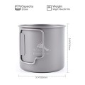 TOAKS 375ml Titanium Camping Cup, Ultralight Mug with Foldable Handles