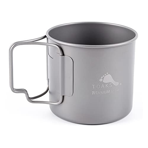 TOAKS 375ml Titanium Camping Cup, Ultralight Mug with Foldable Handles