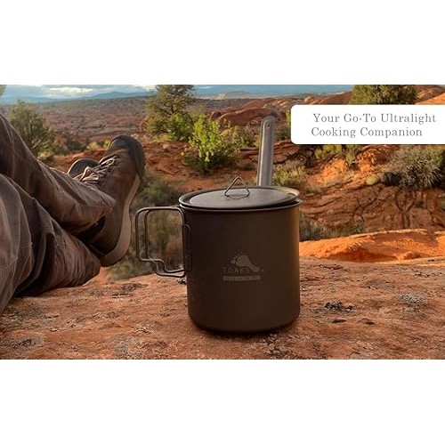 TOAKS Titanium Camping Pot Cup 650ml, with lid-2