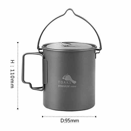 TOAKS Titanium Camping Pot Cup 750ml with Lid and Mesh Sack-2