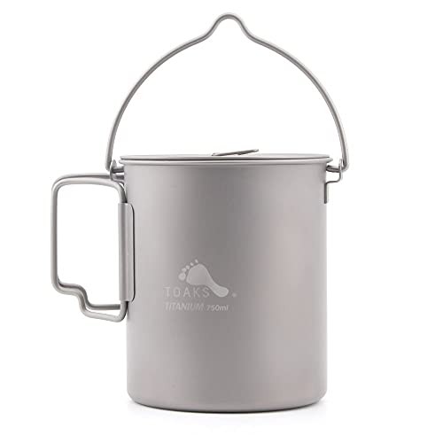 TOAKS Titanium Camping Pot Cup 750ml with Lid and Mesh Sack